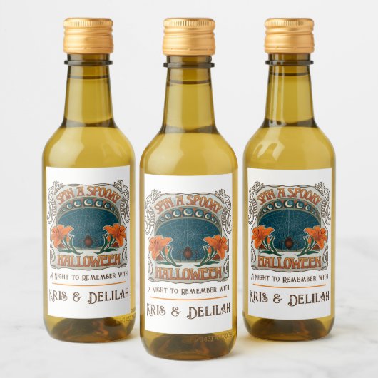 Spinnen & Lelies Enge Halloween Gepersonaliseerd Wijn Etiket (Flessen)