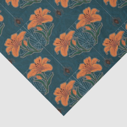 Spinnen & lelies Spookachtig Halloween  Patroon Tissuepapier (Detail)