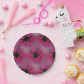 Spinnen op roze papieren bordje (Feest)