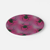 Spinnen op roze papieren bordje (Gekanteld)