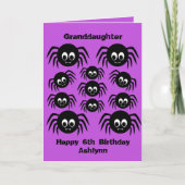 Spinnen Paarse Halloween Verjaardag Kleindochter Kaart (Voorkant)