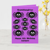 Spinnen Paarse Halloween Verjaardag Kleindochter Kaart (Gele Bloem)