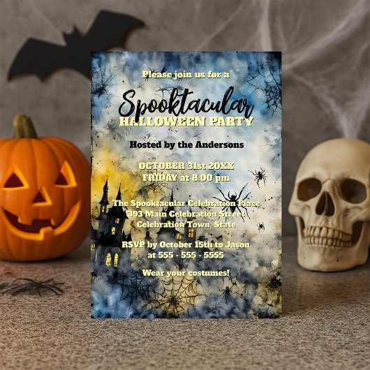 Spinnen spookachtige Halloween-feest Kaart