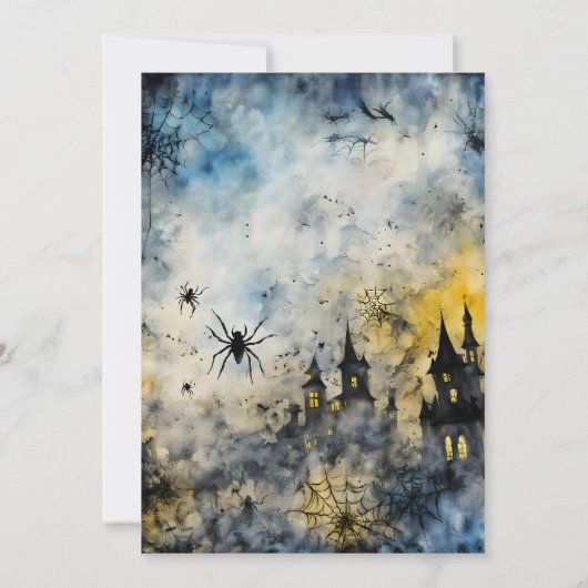 Spinnen spookachtige Halloween-feest Kaart (Achterkant)