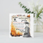 Spinnen | Tombstone | Halloweenfeest Kaart (Staand voorkant)