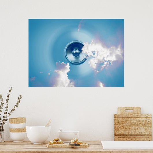 Spinnen van muziekluidspreker in het poster van de (Keuken)