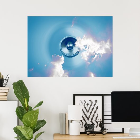 Spinnen van muziekluidspreker in het poster van de (Thuiskantoor)