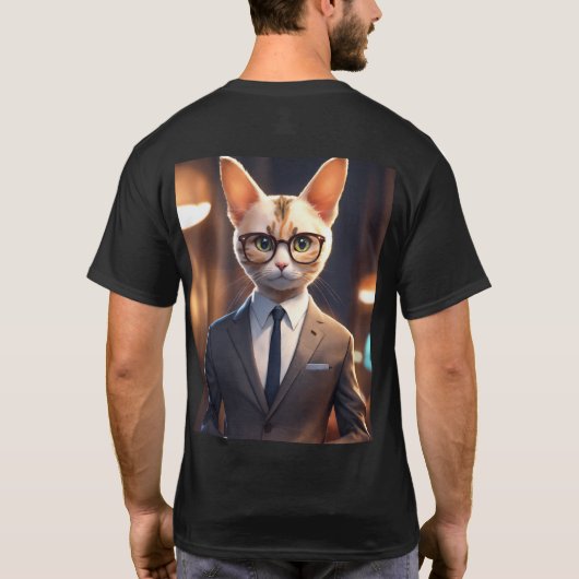 Spinnende-fessionele interviewer; Schattigee kitte T-shirt (Achterkant)