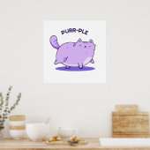 Spinnende Funny Fat Kitty Cat Pun Poster (Keuken)
