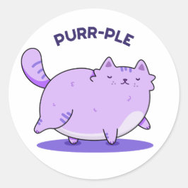 Spinnende Funny Fat Kitty Cat Pun Ronde Sticker
