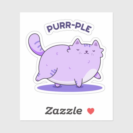 Spinnende Funny Fat Kitty Cat Pun Sticker (Vel)