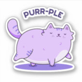Spinnende Funny Fat Kitty Cat Pun Sticker (Voorkant)