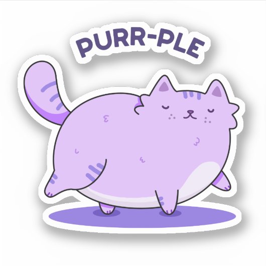 Spinnende Funny Fat Kitty Cat Pun Sticker (Voorkant)