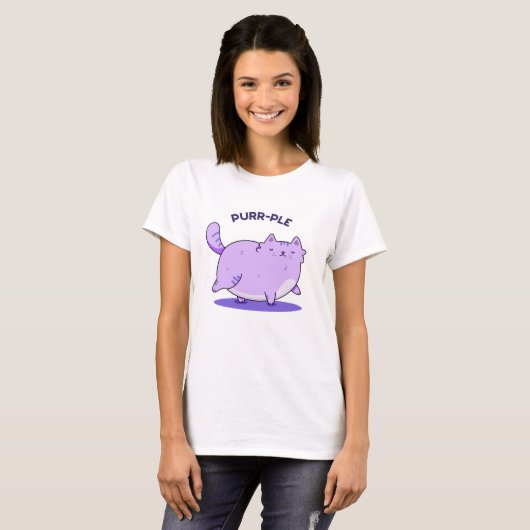 Spinnende Funny Fat Kitty Cat Pun T-shirt (Voorkant volledig)