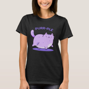 Spinnende paarse grappenmaker Fat Kitty Cat Pun Da T-shirt