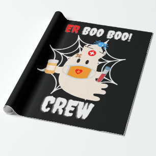spinnengeschenk Boo Crew Verpleegster Halloween Cadeaupapier