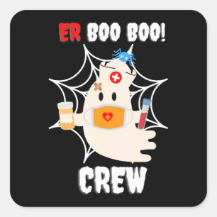 spinnengeschenk Boo Crew Verpleegster Halloween Vierkante Sticker