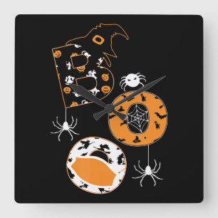 spinnengeschenk Boo Mask Spider Witch Pet Pompoen Vierkante Klok