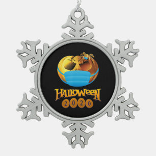 spinnengeschenk Halloween pompoen en spinnenmask Tin Sneeuwvlok Ornament
