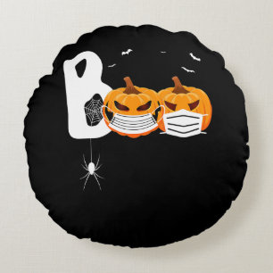 spinnengeschenk Halloween pompoenen dragen maske Rond Kussen