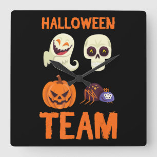 spinnengeschenk   Halloween Team Pompoen Spook Vierkante Klok