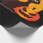 spinnengeschenk | Halloween Zwarte Kat Spin Pompoe Cadeaupapier (Hoek)