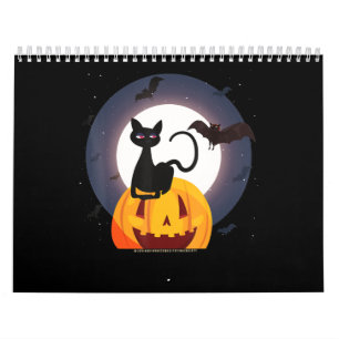 spinnengeschenk Halloween Zwarte Kat Spin Pompoe Kalender