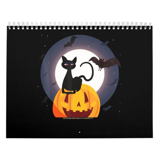 spinnengeschenk | Halloween Zwarte Kat Spin Pompoe Kalender (Hoes)