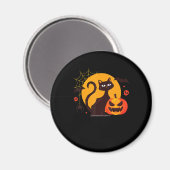 spinnengeschenk | Halloween Zwarte Kat Spin Pompoe Magneet (Voorkant / Achterkant)