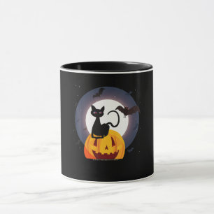 spinnengeschenk Halloween Zwarte Kat Spin Pompoe Mok