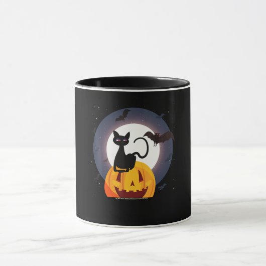 spinnengeschenk | Halloween Zwarte Kat Spin Pompoe Mok (Midden)