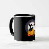 spinnengeschenk | Halloween Zwarte Kat Spin Pompoe Mok (Voorkant links)