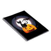 spinnengeschenk | Halloween Zwarte Kat Spin Pompoe Notitieboek (Rechterzijde)