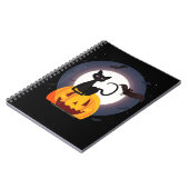 spinnengeschenk | Halloween Zwarte Kat Spin Pompoe Notitieboek (Linkerzijde)