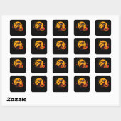 spinnengeschenk | Halloween Zwarte Kat Spin Pompoe Vierkante Sticker (Vel)