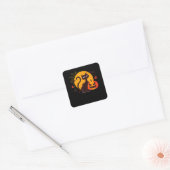 spinnengeschenk | Halloween Zwarte Kat Spin Pompoe Vierkante Sticker (Envelop)
