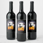 spinnengeschenk | Halloween Zwarte Kat Spin Pompoe Wijn Etiket (Flessen)