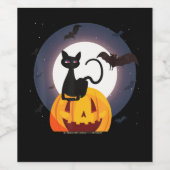 spinnengeschenk | Halloween Zwarte Kat Spin Pompoe Wijn Etiket (Enkel label)