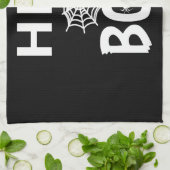 spinnengeschenk | Hey Boo Halloween Grappig Spinne Theedoek (Gevouwen)