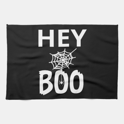 spinnengeschenk | Hey Boo Halloween Grappig Spinne Theedoek (Horizontaal)
