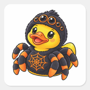 Spinnenkostuum Rubber Eend Halloween Vierkante Sticker