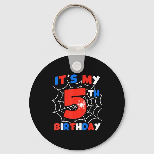 Spinnenweb 5e verjaardagsfeestje 5 jaar verjaardag sleutelhanger (Voorkant)