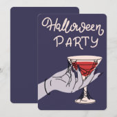 Spinnenweb Cocktail Halloween Feest Feestdagenkaart (Voorkant / Achterkant)