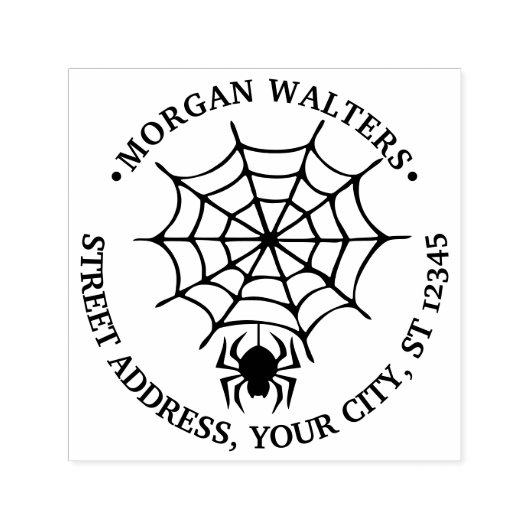 Spinnenweb en Spinnen Silhouet Naam Adres Zelfinktende Stempel (Design)