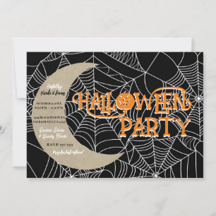 Spinnenweb Halvemaan Halloween Verkleedfeest Kaart