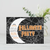 Spinnenweb Halvemaan Halloween Verkleedfeest Kaart (Staand voorkant)