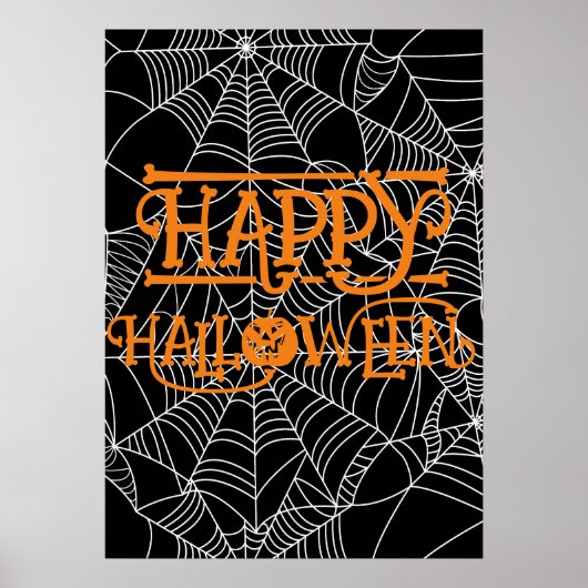 Spinnenweb Halvemaan Halloween Verkleedfeest Poster (Voorkant)
