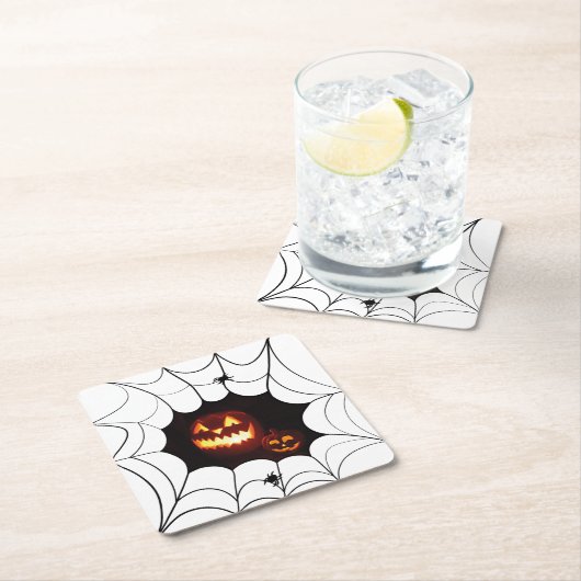 Spinnenweb met pompoenen kartonnen onderzetters (Insitu)