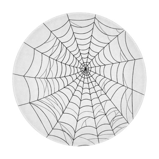 Spinnenweb of Kobweb Minimaal Lijnkunst Halloween Snijplank (Voorkant)