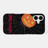 spinnenweb op zwart iPhone 16 hoesje (Achterkant horizontaal)